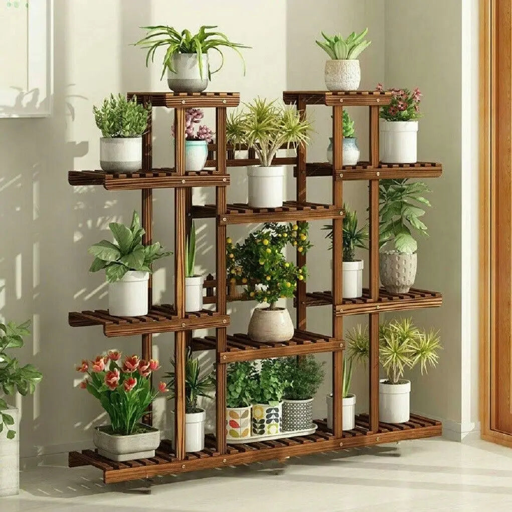 Wooden Plant Shelf Flower Pot Stand Indoor Outdoor Multi-Tier Plant Display Stand - LoongFly Online