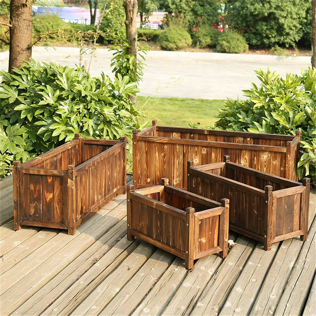 Wooden Raised Flower Bed Indoor Outdoor Vegetable Herb Planter Pot Garden Bed Flower Display - LoongFly Online