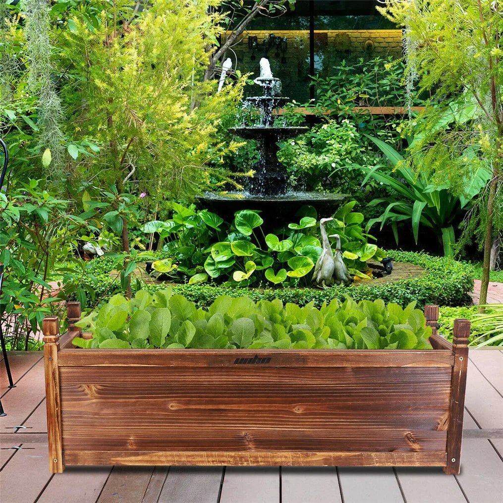 Wooden Raised Flower Bed Indoor Outdoor Vegetable Herb Planter Pot Garden Bed Flower Display - LoongFly Online