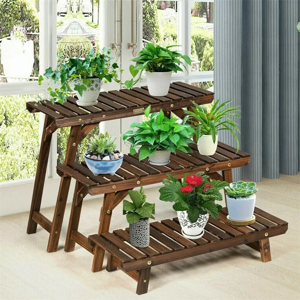 3 Tier Freestanding Ladder Shelf Wood Plant Stand - LoongFly Online