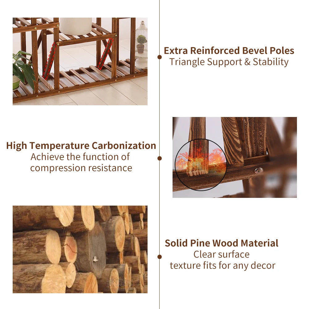 Wooden Plant Shelf Flower Pot Stand Indoor Outdoor Multi-Tier Plant Display Stand - LoongFly Online