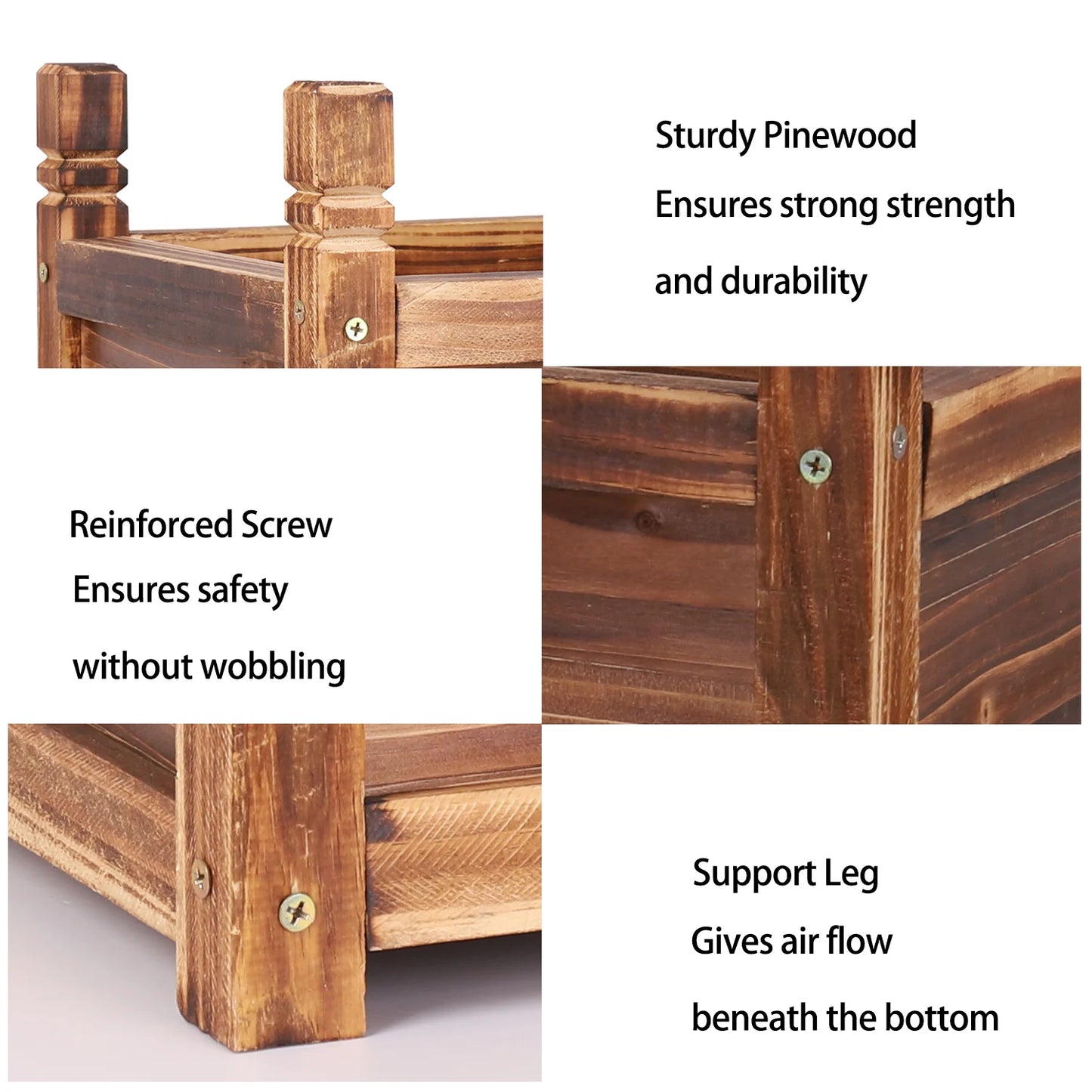 Wooden Raised Flower Bed Indoor Outdoor Vegetable Herb Planter Pot Garden Bed Flower Display - LoongFly Online