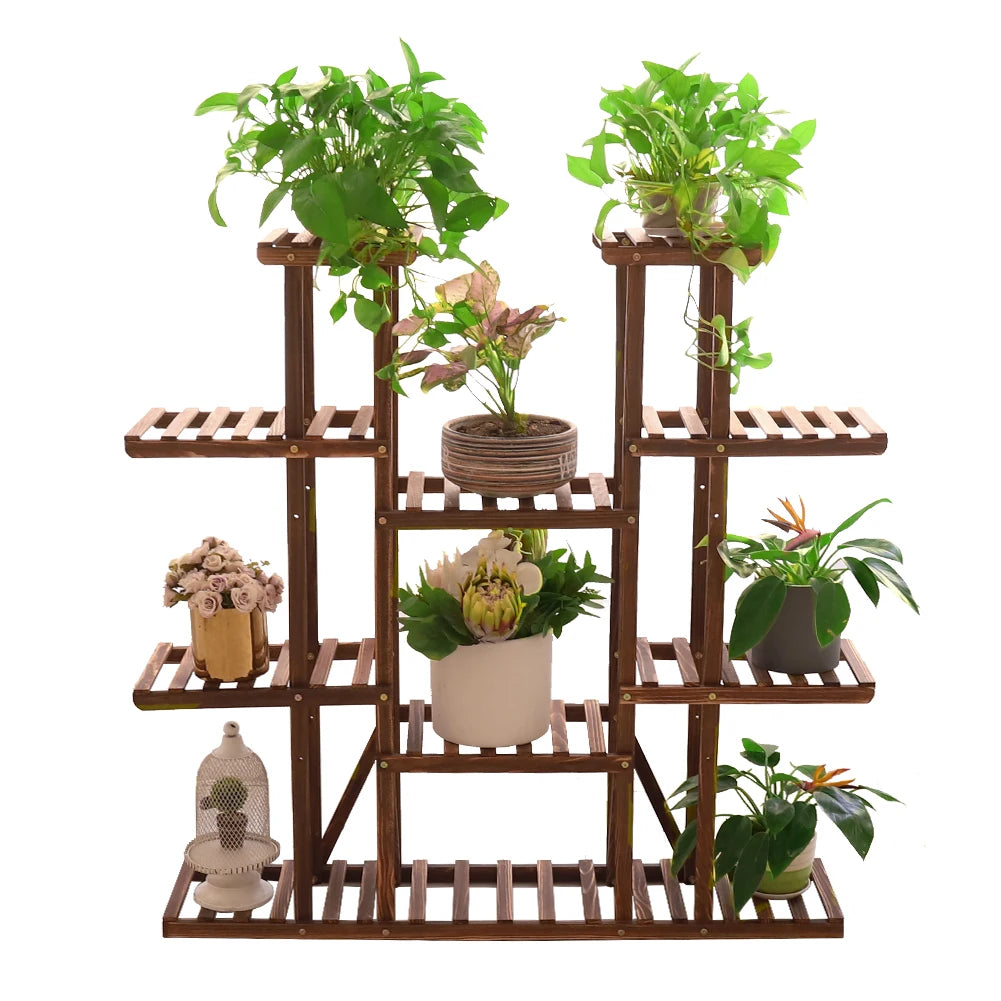 Wooden Plant Shelf Flower Pot Stand Indoor Outdoor Multi-Tier Plant Display Stand - LoongFly Online
