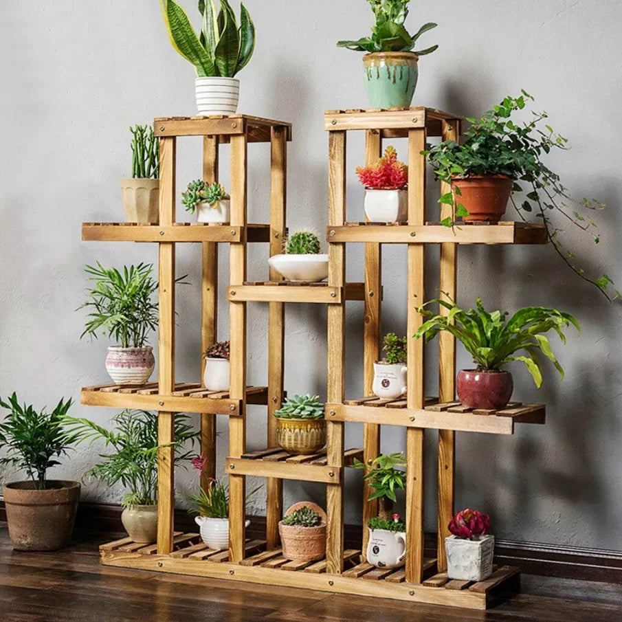 Wooden Plant Shelf Flower Pot Stand Indoor Outdoor Multi-Tier Plant Display Stand - LoongFly Online
