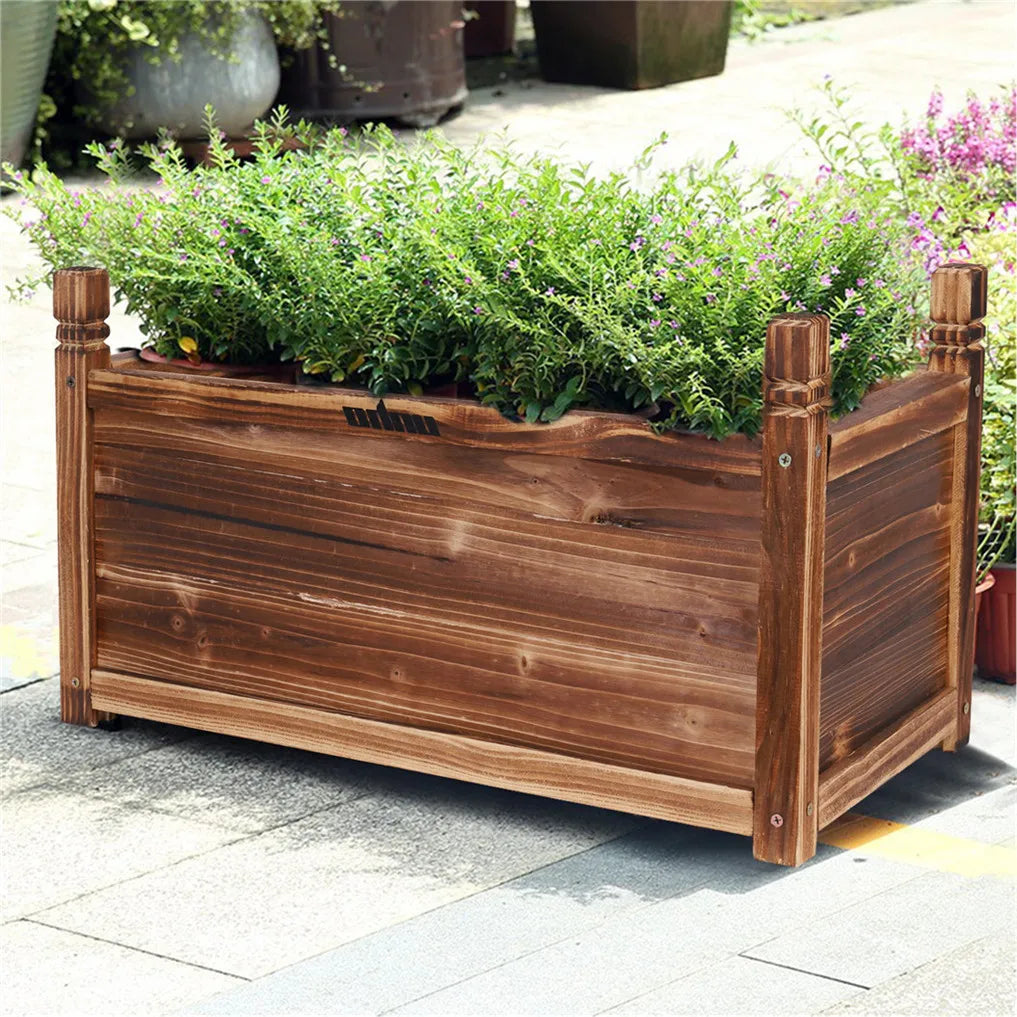 Wooden Raised Flower Bed Indoor Outdoor Vegetable Herb Planter Pot Garden Bed Flower Display - LoongFly Online