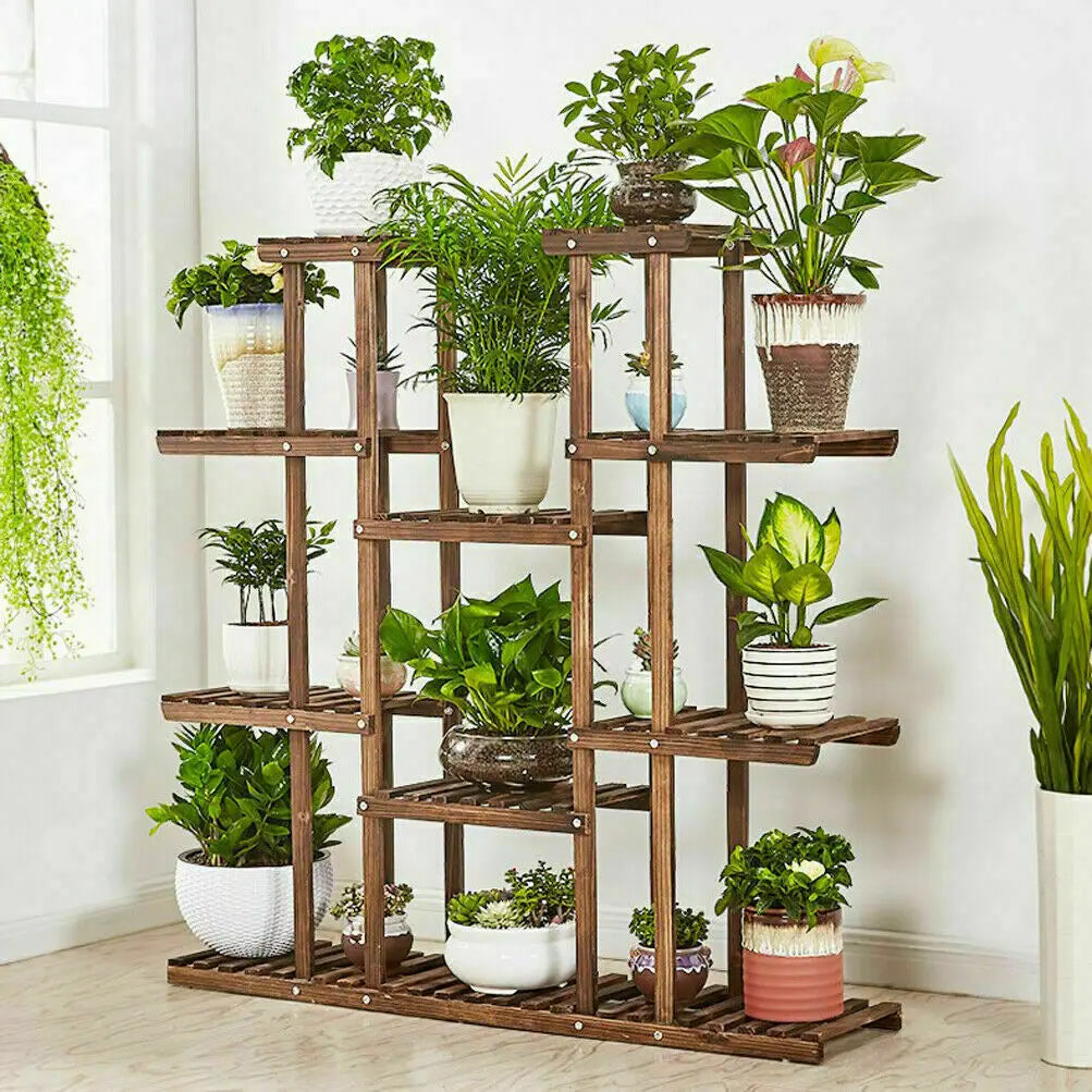 Wooden Plant Shelf Flower Pot Stand Indoor Outdoor Multi-Tier Plant Display Stand - LoongFly Online