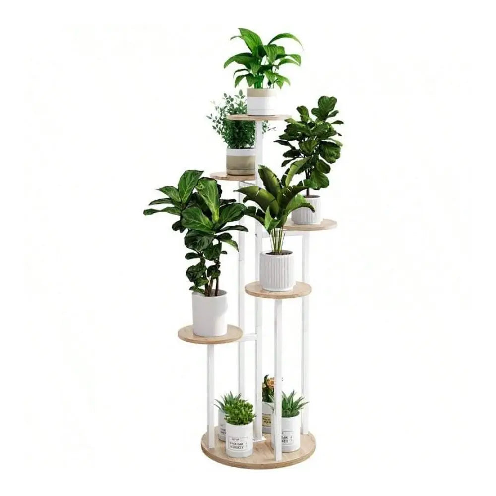 Stand Indoor 6 Tier 9 Potted Multiple Flower Pot Holder For Patio Garden Balcony Living Room Corner BlackRustic Brown,White Out - LoongFly Online