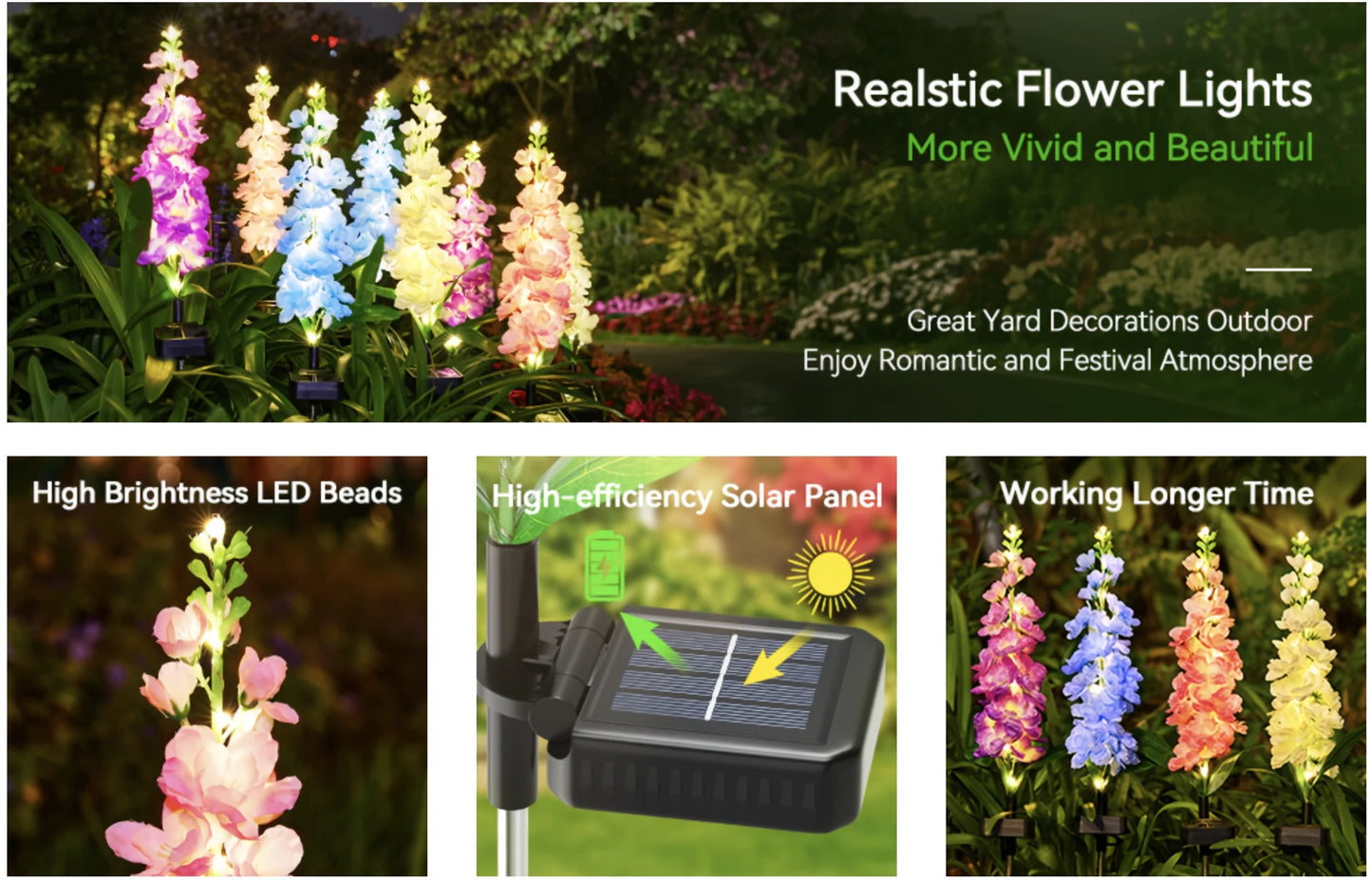 4 Pack Upgraded Solar Garden Lights with 36 LEDs - LoongFly Online