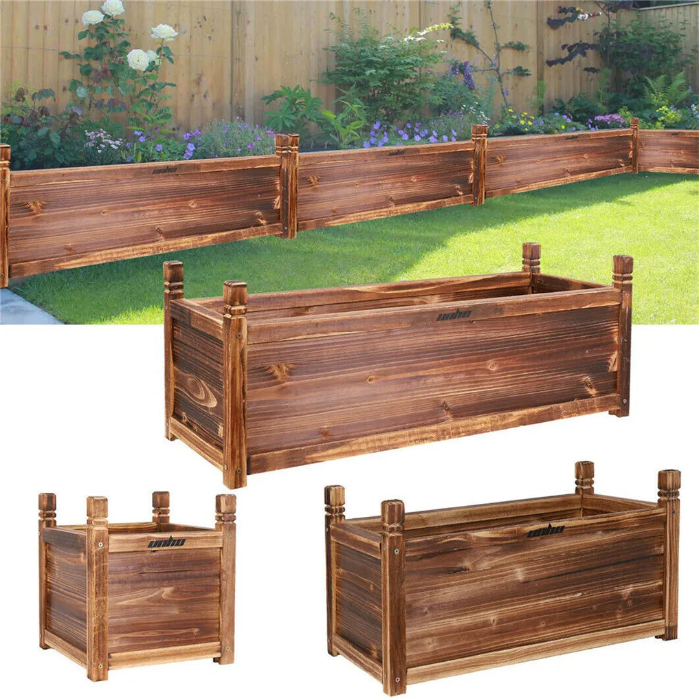 Wooden Raised Flower Bed Indoor Outdoor Vegetable Herb Planter Pot Garden Bed Flower Display - LoongFly Online