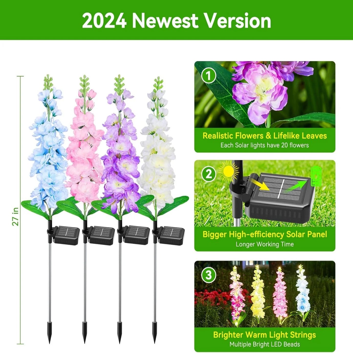 4 Pack Upgraded Solar Garden Lights with 36 LEDs - LoongFly Online