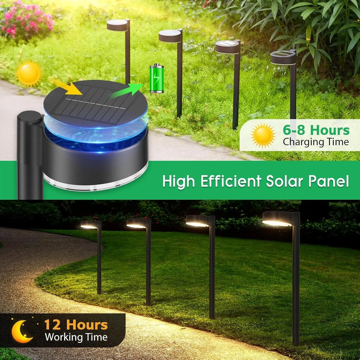 8 Pack Solar Pathway Lights Outdoor - LoongFly Online