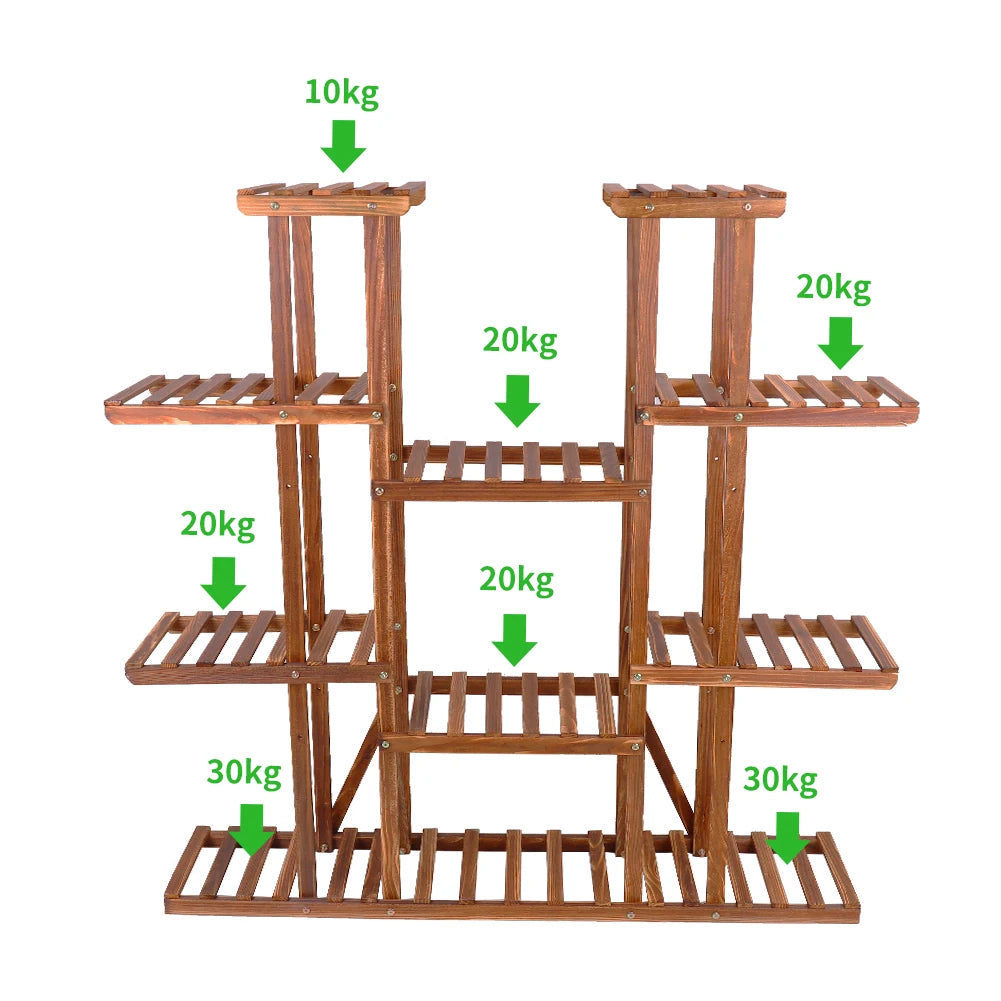 Wooden Plant Shelf Flower Pot Stand Indoor Outdoor Multi-Tier Plant Display Stand - LoongFly Online