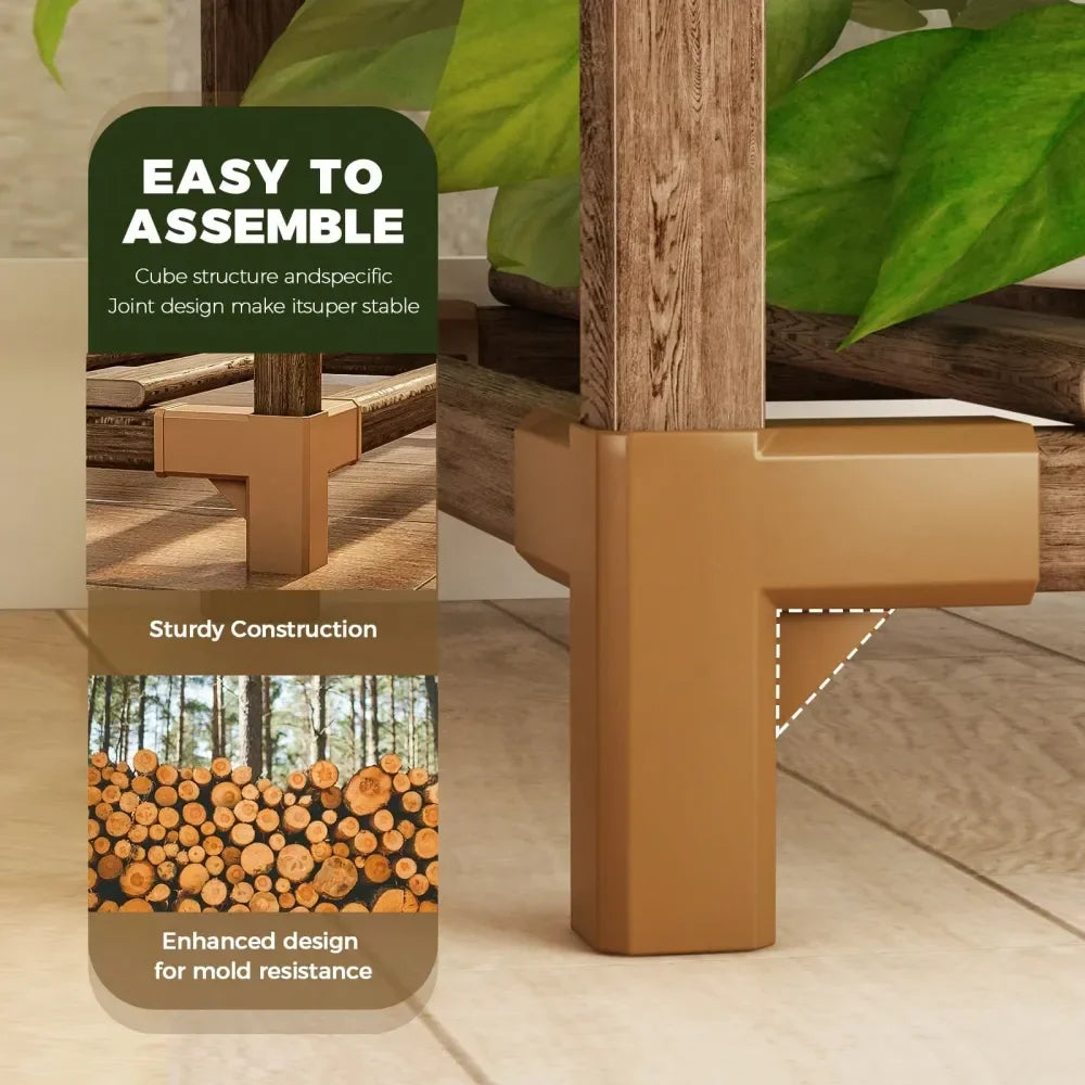 Stand Indoor Outdoor Corner Shelf 11 Potted Large Holder For Multiple Plants Wooden Tall Stands Combo Table Rack Garden Patio L - LoongFly Online
