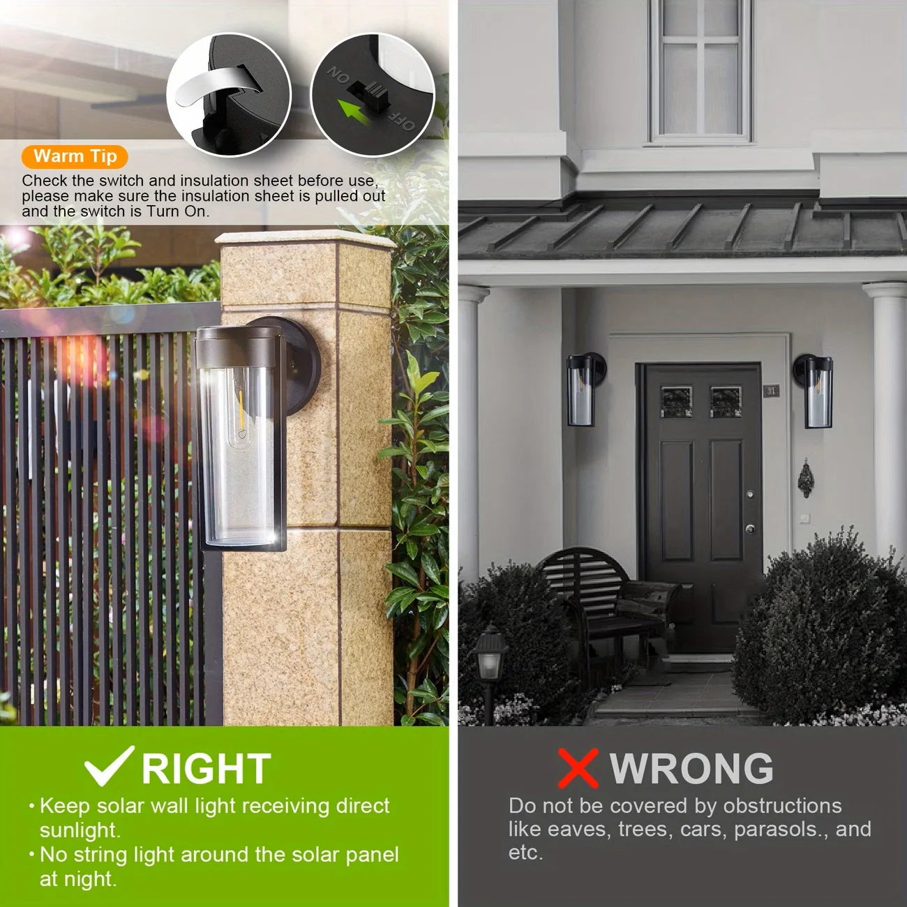 LED Solar Wall Mount Light Outdoor Solar Powered Auto On/Off Waterproof Garden Decoration Yard Post Porch Fence Lawn Lights - LoongFly Online