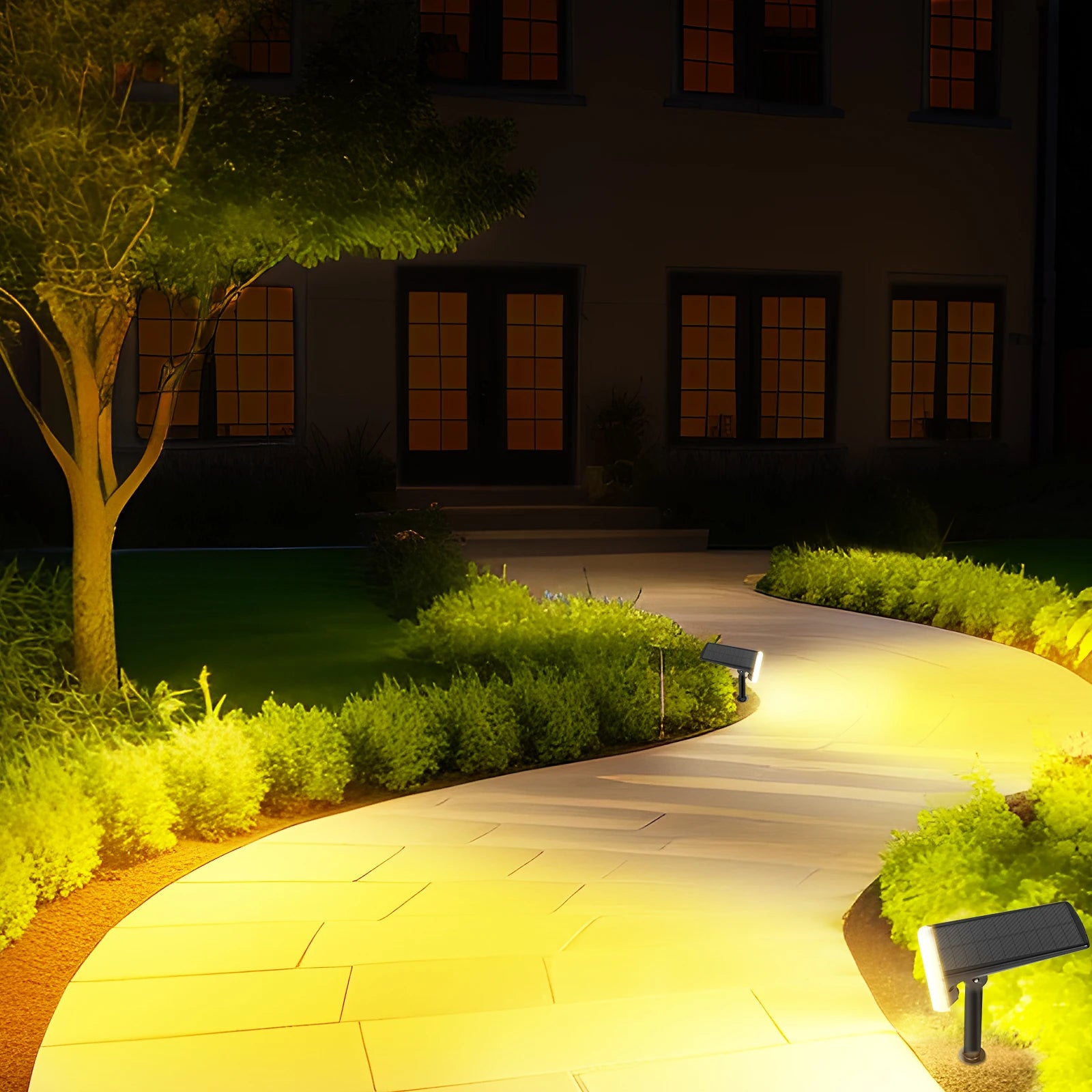 2 Pack Solar Spotlights Outdoor Warm Light - LoongFly Online