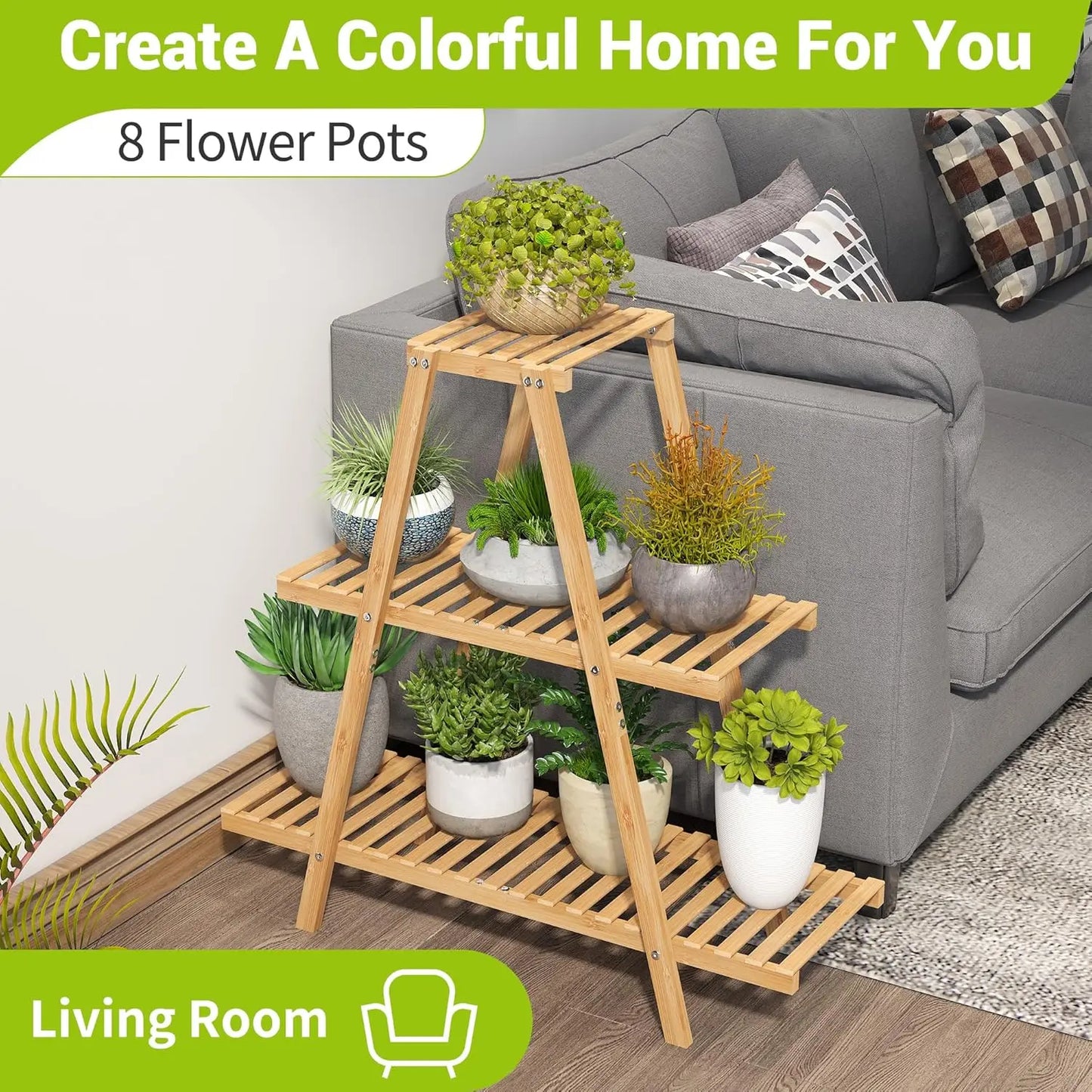 3-Tier Bamboo Plant Stand for Indoor Outdoor Use, Tiered Shelf for Potted Flowers, Garden Balcony Living Room Patio Decor - LoongFly Online