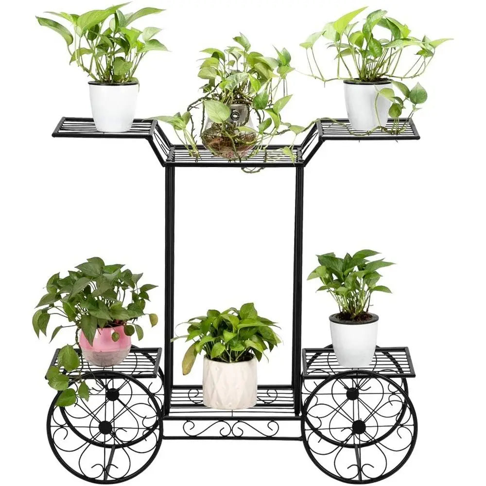 4-Tier Car-Shaped Metal Plant Stand for Indoor/Outdoor Use: Versatile Patio Display Rack - LoongFly Online