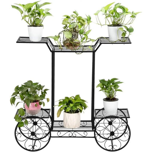 4-Tier Car-Shaped Metal Plant Stand for Indoor/Outdoor Use: Versatile Patio Display Rack - LoongFly Online