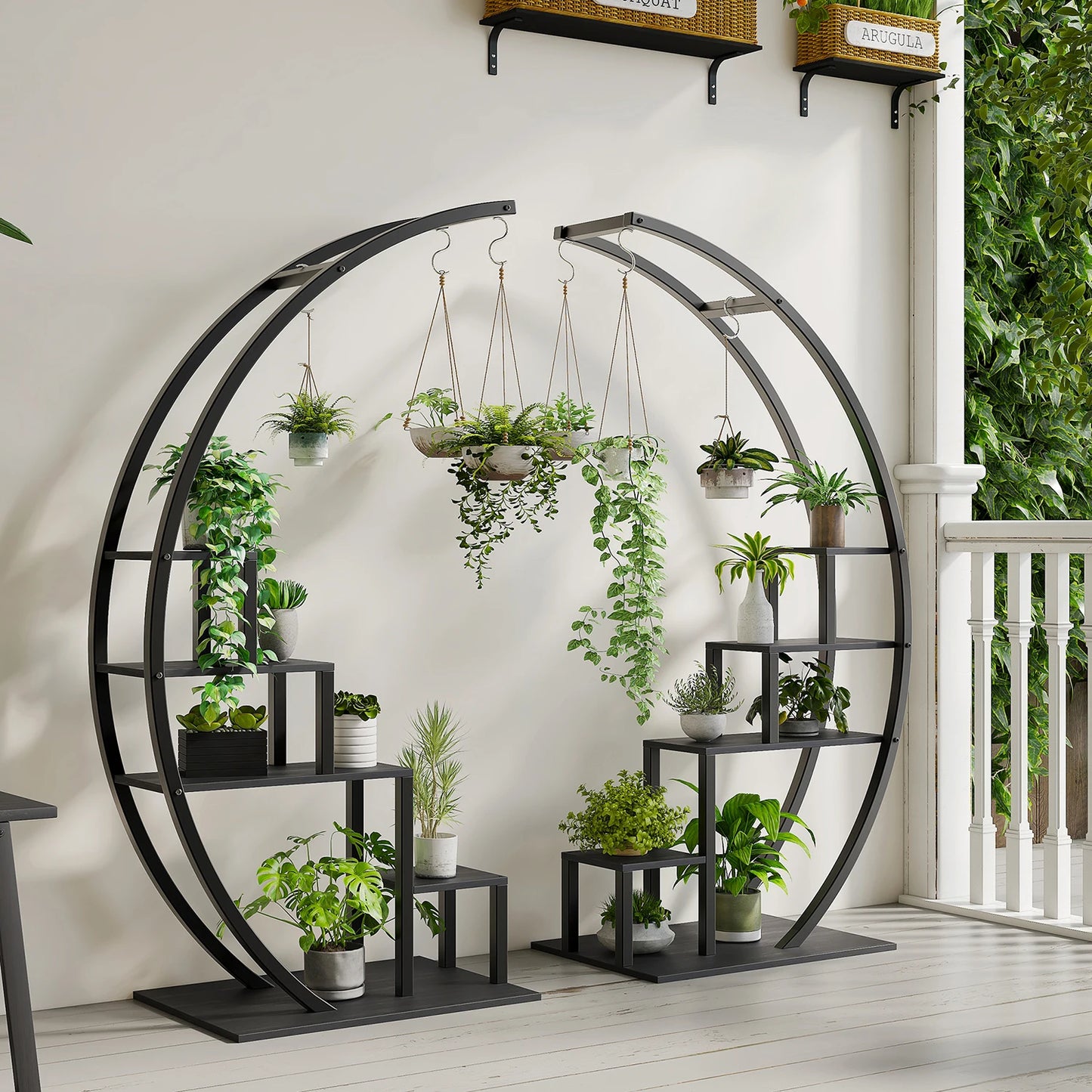 5 Tier Flower Plant Stand Indoor, 2 Pack Half Moon Plant Shelf Metal hanging Plant Rack for Home Patio Lawn Garden Balcony - LoongFly Online