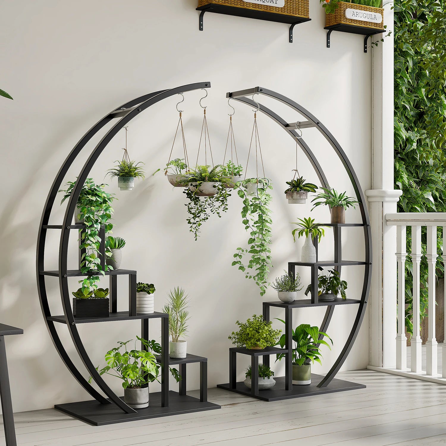 5 Tier Flower Plant Stand Indoor, 2 Pack Half Moon Plant Shelf Metal hanging Plant Rack for Home Patio Lawn Garden Balcony - LoongFly Online