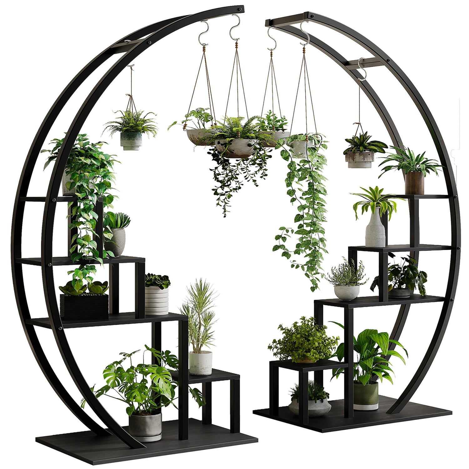 5 Tier Flower Plant Stand Indoor, 2 Pack Half Moon Plant Shelf Metal hanging Plant Rack for Home Patio Lawn Garden Balcony - LoongFly Online