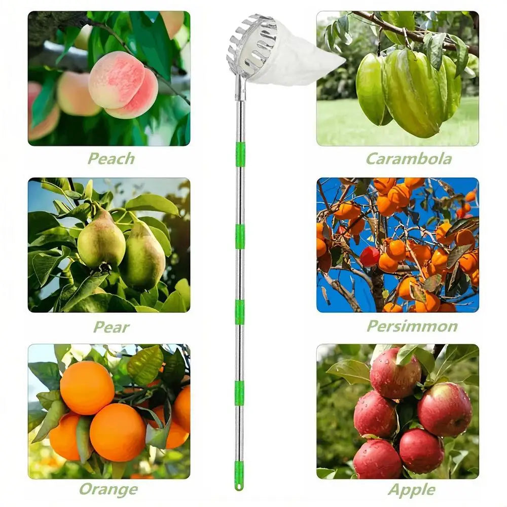 Fruit Picker With Telescopic Pole Metal Fruit Picker Orchard Gardening Apple Peach Picking Tools Garden Fruit Catcher Collection