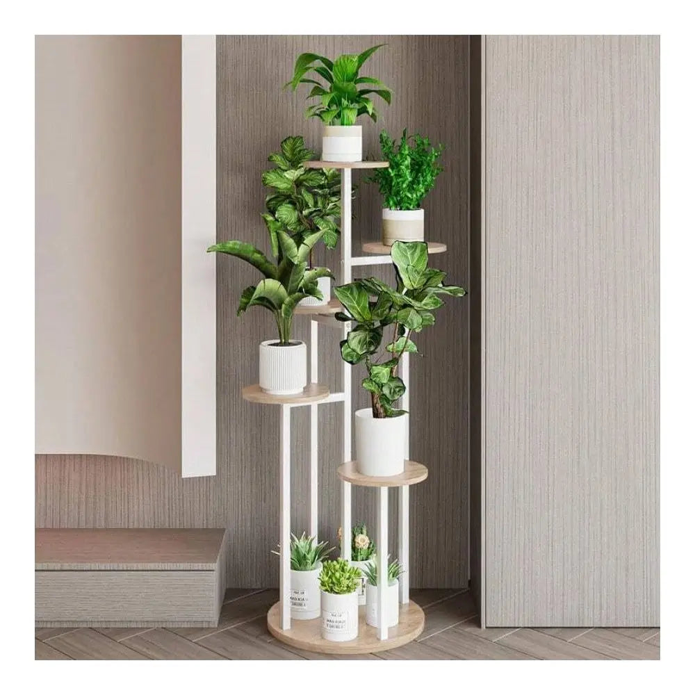 Stand Indoor 6 Tier 9 Potted Multiple Flower Pot Holder For Patio Garden Balcony Living Room Corner BlackRustic Brown,White Out - LoongFly Online