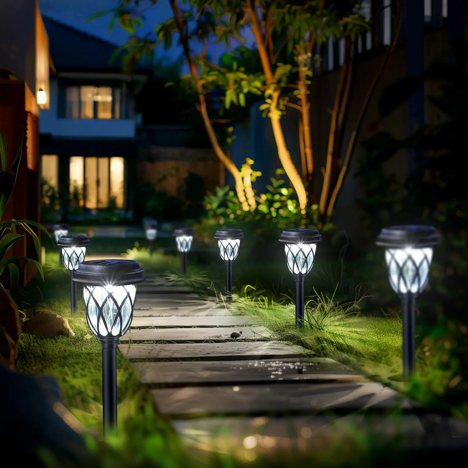 10 Pack solar powered small tube Light and shadow lamplawn lamp light is suitable for courtyard garden lawndecoration landscape - LoongFly Online