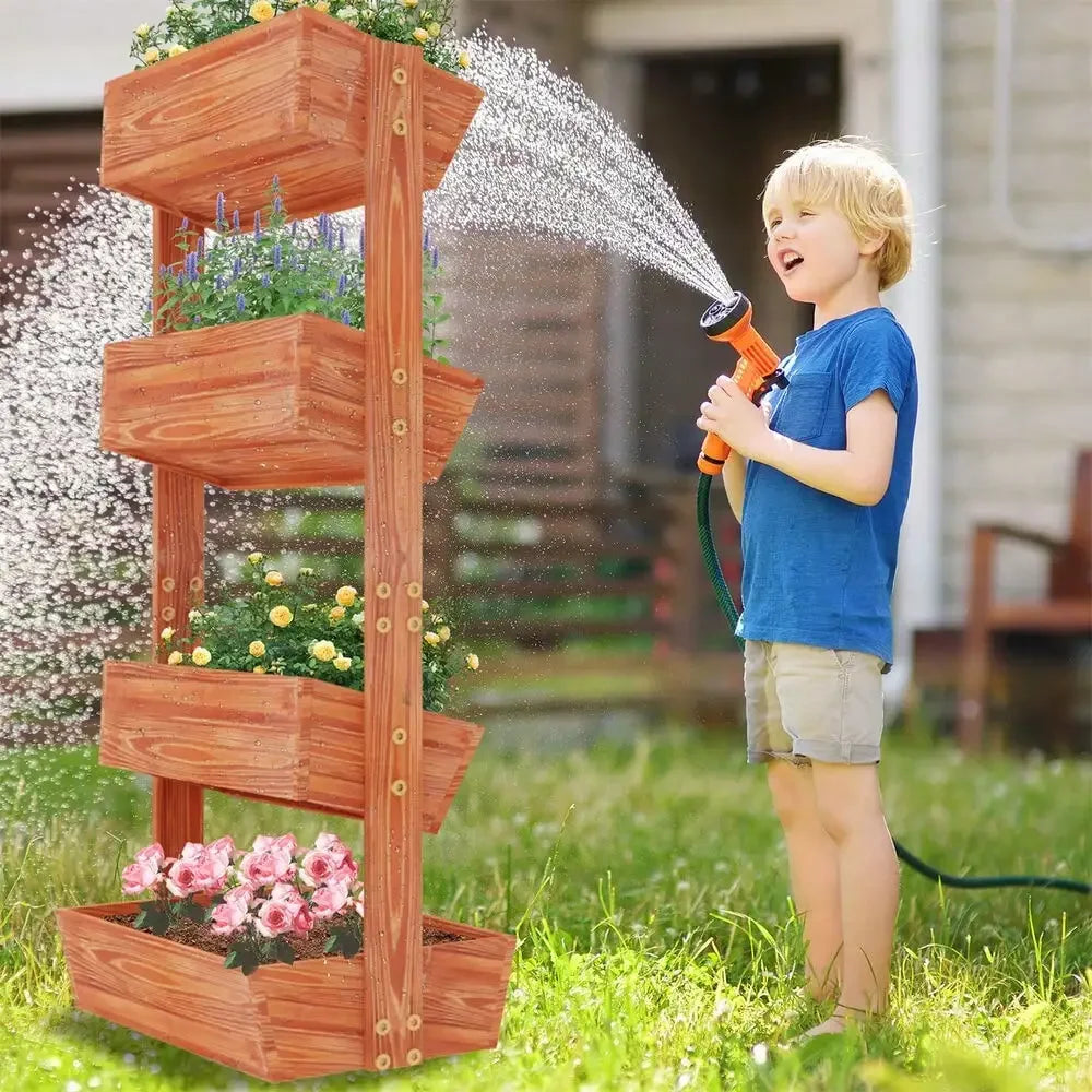 4 Tier Wooden Ladder Garden Bed Stand Extre Large Elevated Planter Fruit Box - LoongFly Online
