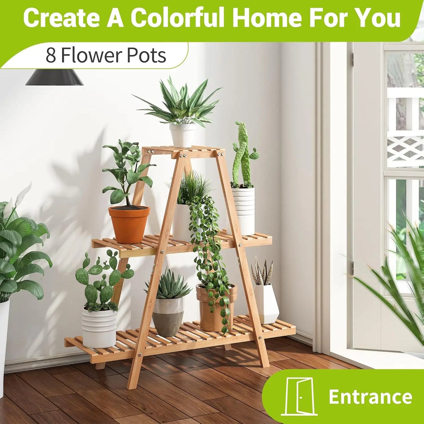 3-Tier Bamboo Plant Stand for Indoor Outdoor Use, Tiered Shelf for Potted Flowers, Garden Balcony Living Room Patio Decor - LoongFly Online