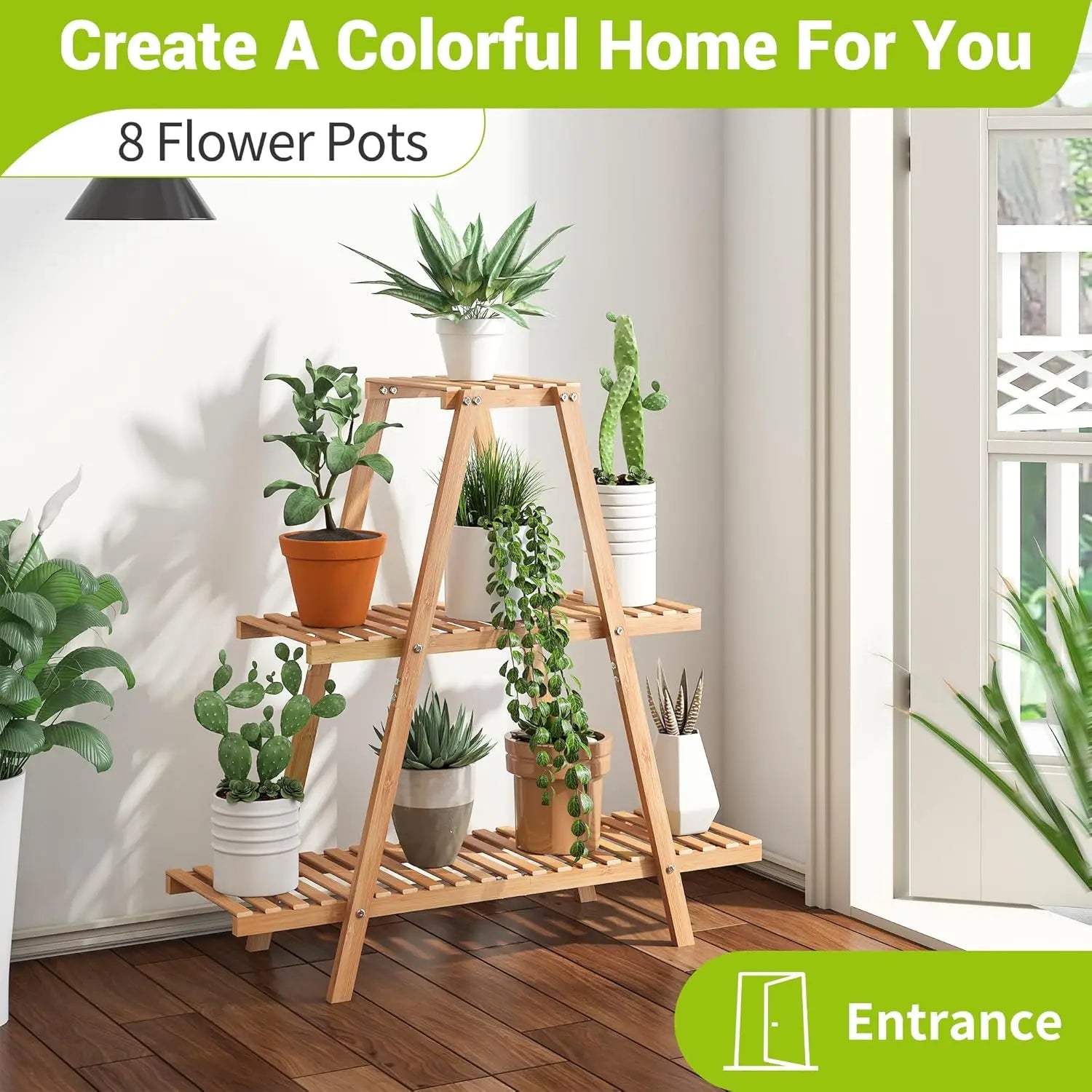 3-Tier Bamboo Plant Stand for Indoor Outdoor Use, Tiered Shelf for Potted Flowers, Garden Balcony Living Room Patio Decor - LoongFly Online