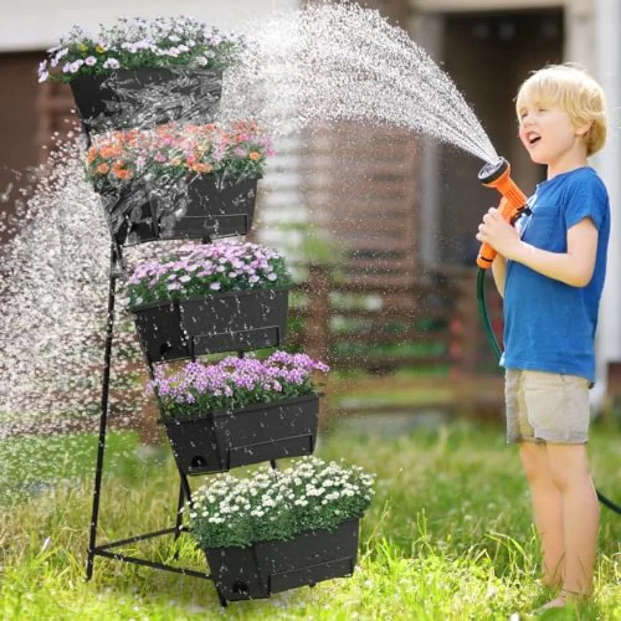 5 Tier Vertical Raised Garden Bed Planter Box Vertical Raised Bed with Drainage Holes for Indoor Outdoor Herbs Flowers Vegetabl - LoongFly Online