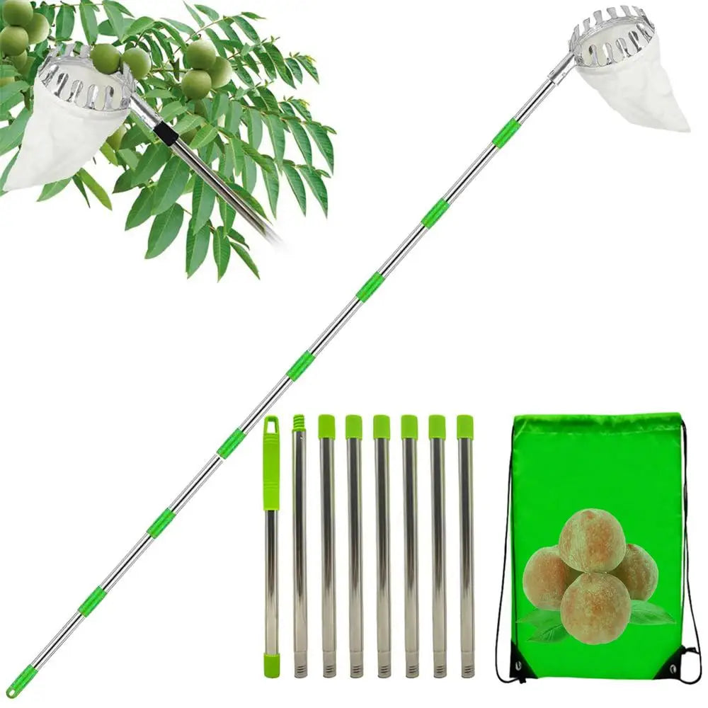 Fruit Picker With Telescopic Pole Metal Fruit Picker Orchard Gardening Apple Peach Picking Tools Garden Fruit Catcher Collection