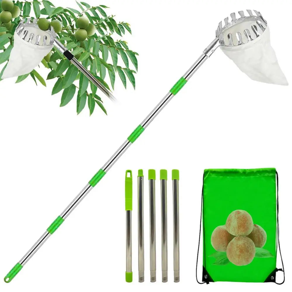 Fruit Picker With Telescopic Pole Metal Fruit Picker Orchard Gardening Apple Peach Picking Tools Garden Fruit Catcher Collection