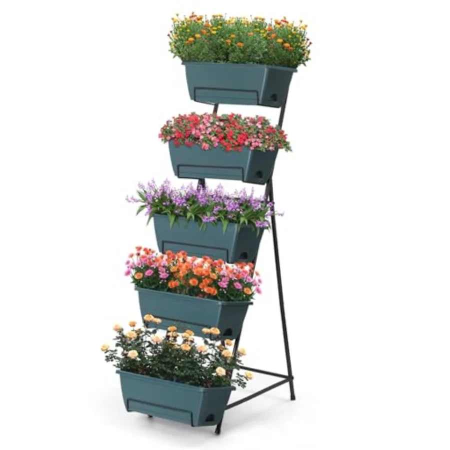 5 Tier Vertical Raised Garden Bed Planter Box Vertical Raised Bed with Drainage Holes for Indoor Outdoor Herbs Flowers Vegetabl - LoongFly Online