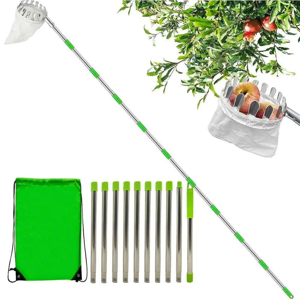 Fruit Picker With Telescopic Pole Metal Fruit Picker Orchard Gardening Apple Peach Picking Tools Garden Fruit Catcher Collection