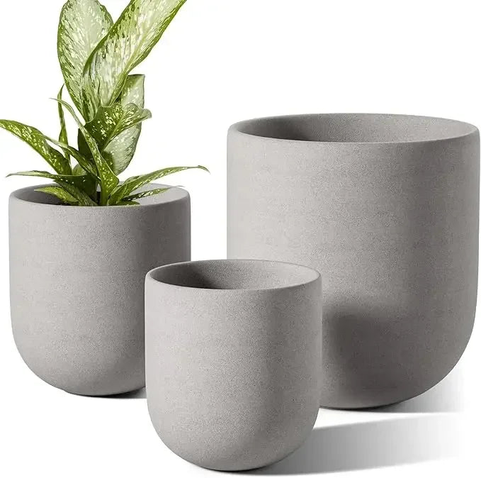 6+8+10 Inch Plant Pots Indoor, Ceramic Planters for Indoor Plants, Flower Pots with Drainage Hole and Rubber Plug