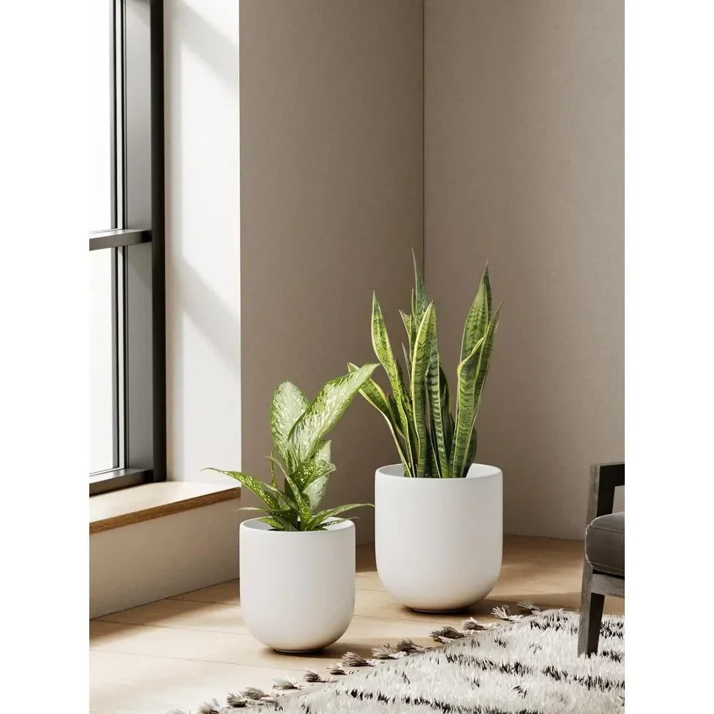 6+8+10 Inch Plant Pots Indoor, Ceramic Planters for Indoor Plants, Flower Pots with Drainage Hole and Rubber Plug