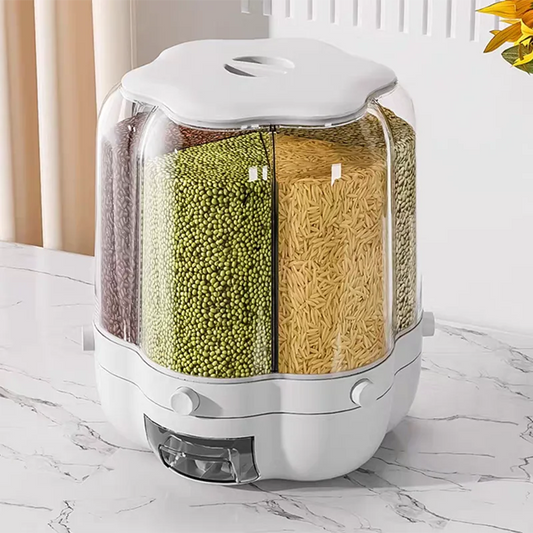 Rotating Food Storage Containers Rice Distributor Transparent Large Capacity Beans Grain Container With Lid - LoongFly Online