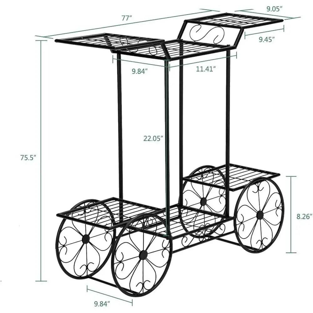 4-Tier Car-Shaped Metal Plant Stand for Indoor/Outdoor Use: Versatile Patio Display Rack - LoongFly Online