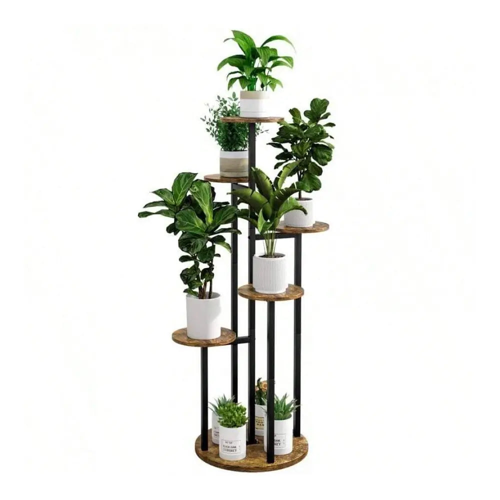Stand Indoor 6 Tier 9 Potted Multiple Flower Pot Holder For Patio Garden Balcony Living Room Corner BlackRustic Brown,White Out - LoongFly Online