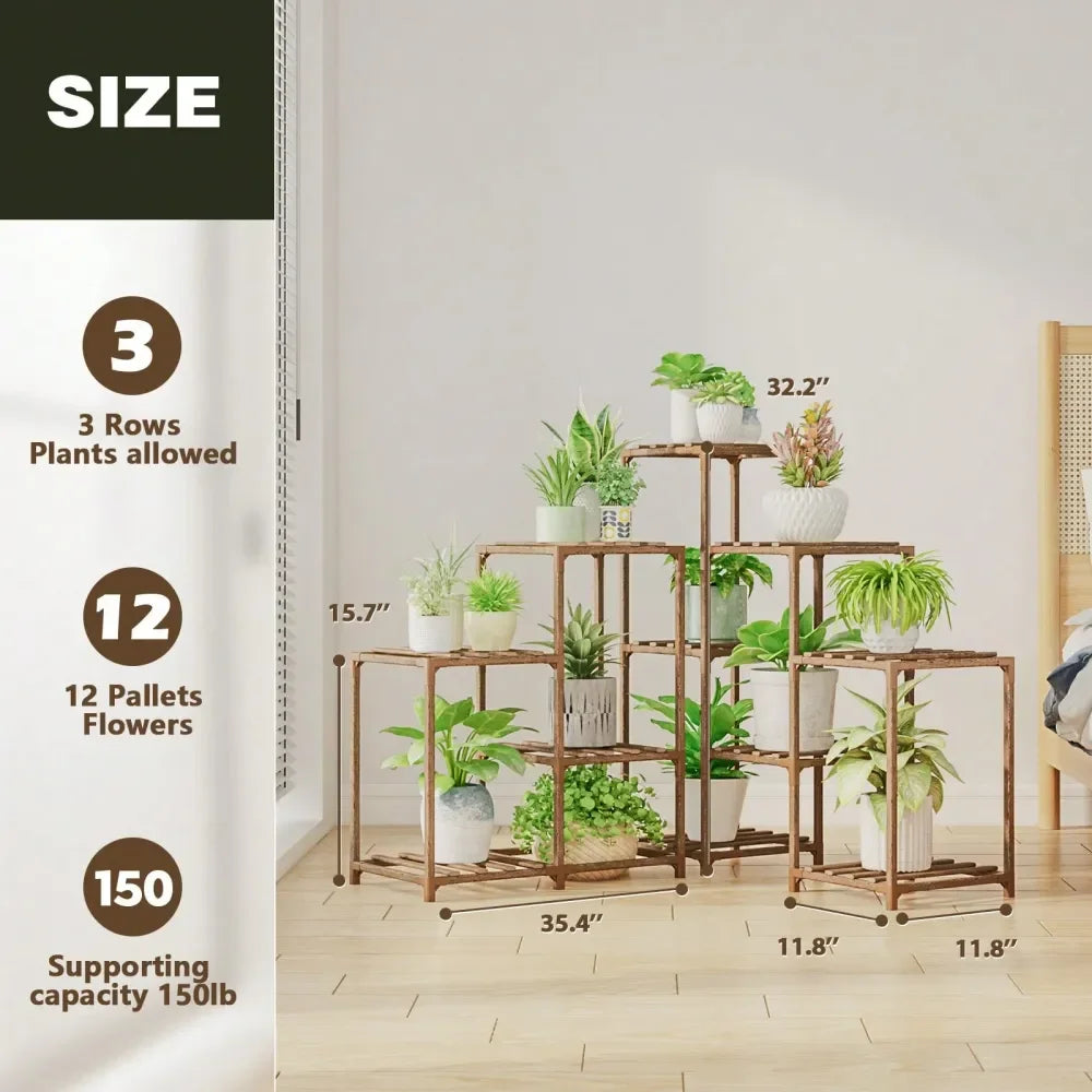 Stand Indoor Outdoor Corner Shelf 11 Potted Large Holder For Multiple Plants Wooden Tall Stands Combo Table Rack Garden Patio L - LoongFly Online