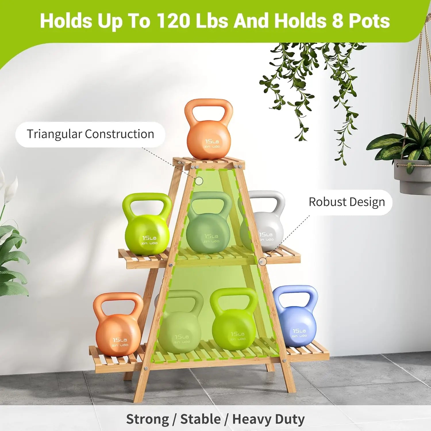 3-Tier Bamboo Plant Stand for Indoor Outdoor Use, Tiered Shelf for Potted Flowers, Garden Balcony Living Room Patio Decor - LoongFly Online