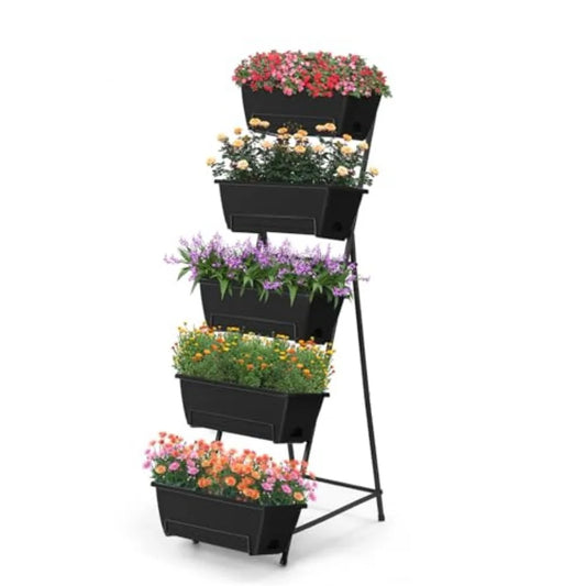 5 Tier Vertical Raised Garden Bed Planter Box Vertical Raised Bed with Drainage Holes for Indoor Outdoor Herbs Flowers Vegetabl - LoongFly Online