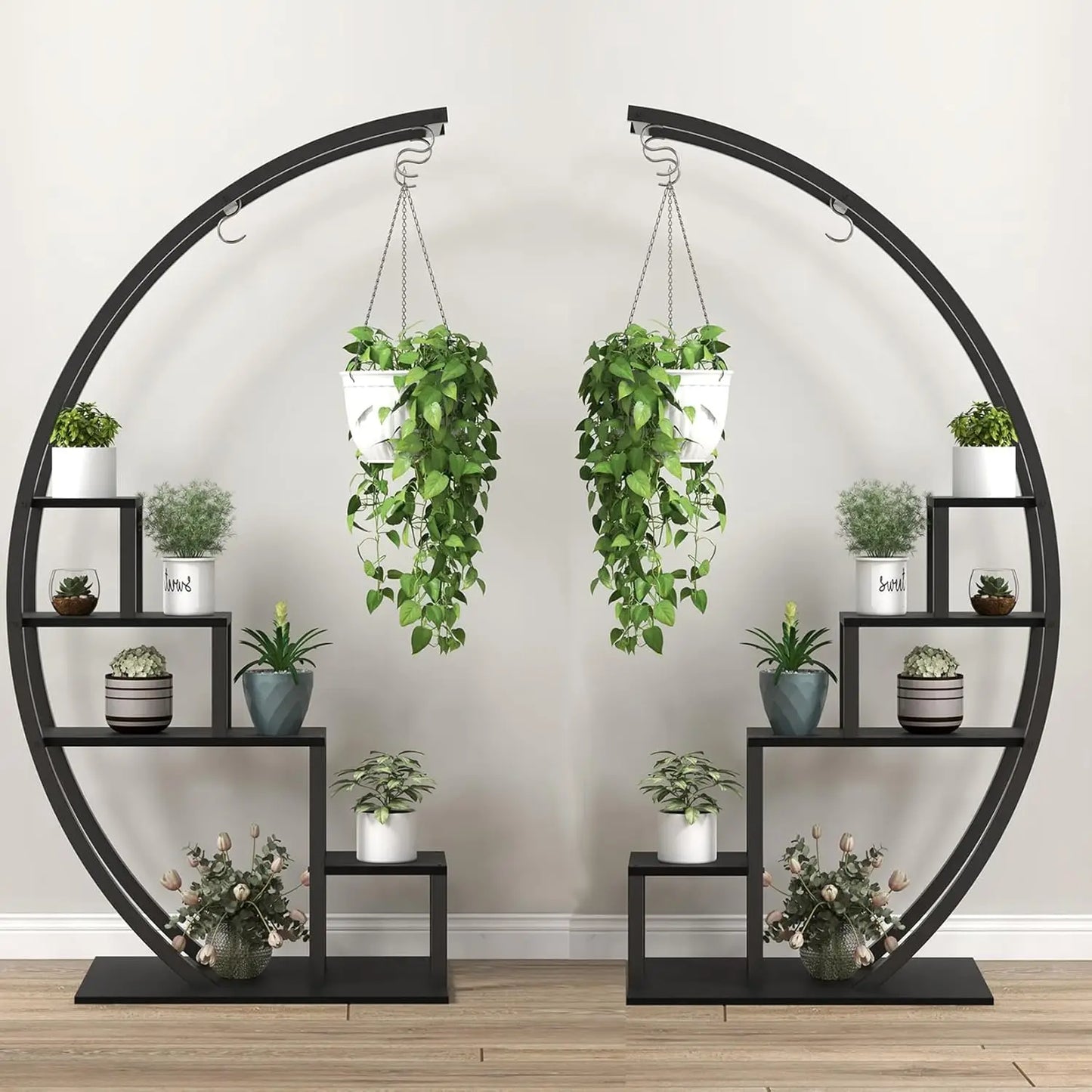5 Tier Flower Plant Stand Indoor, 2 Pack Half Moon Plant Shelf Metal hanging Plant Rack for Home Patio Lawn Garden Balcony - LoongFly Online