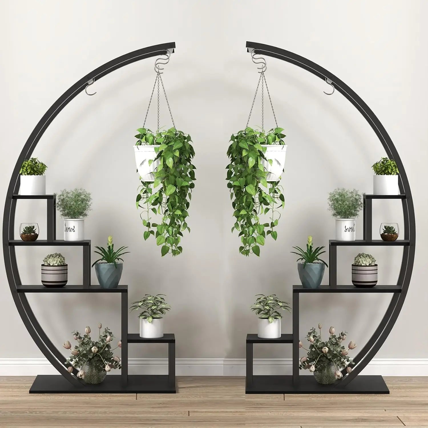 5 Tier Flower Plant Stand Indoor, 2 Pack Half Moon Plant Shelf Metal hanging Plant Rack for Home Patio Lawn Garden Balcony - LoongFly Online