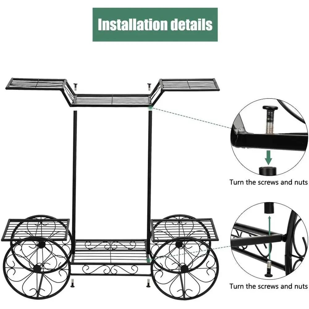 4-Tier Car-Shaped Metal Plant Stand for Indoor/Outdoor Use: Versatile Patio Display Rack - LoongFly Online