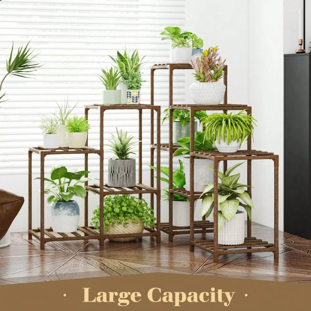 Stand Indoor Outdoor Corner Shelf 11 Potted Large Holder For Multiple Plants Wooden Tall Stands Combo Table Rack Garden Patio L - LoongFly Online