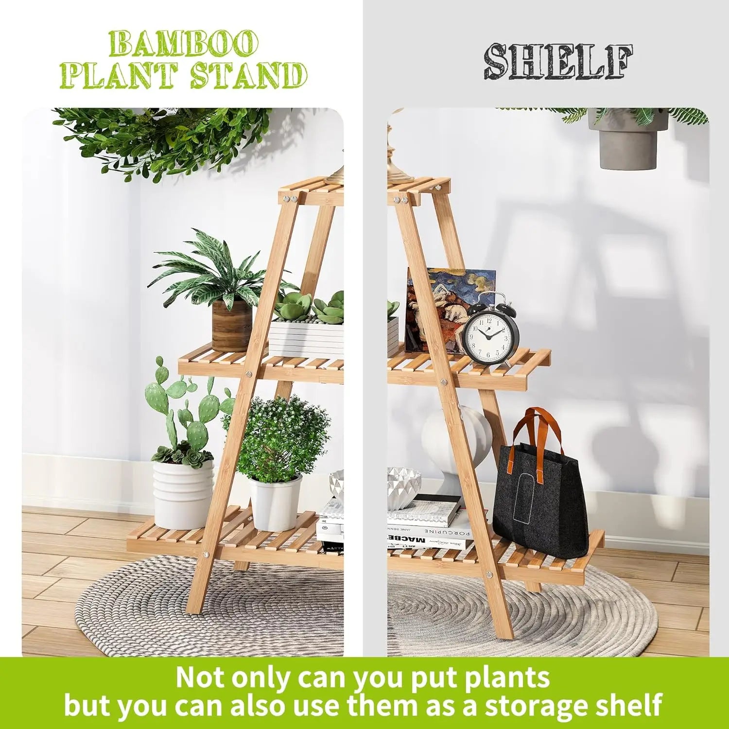 3-Tier Bamboo Plant Stand for Indoor Outdoor Use, Tiered Shelf for Potted Flowers, Garden Balcony Living Room Patio Decor - LoongFly Online